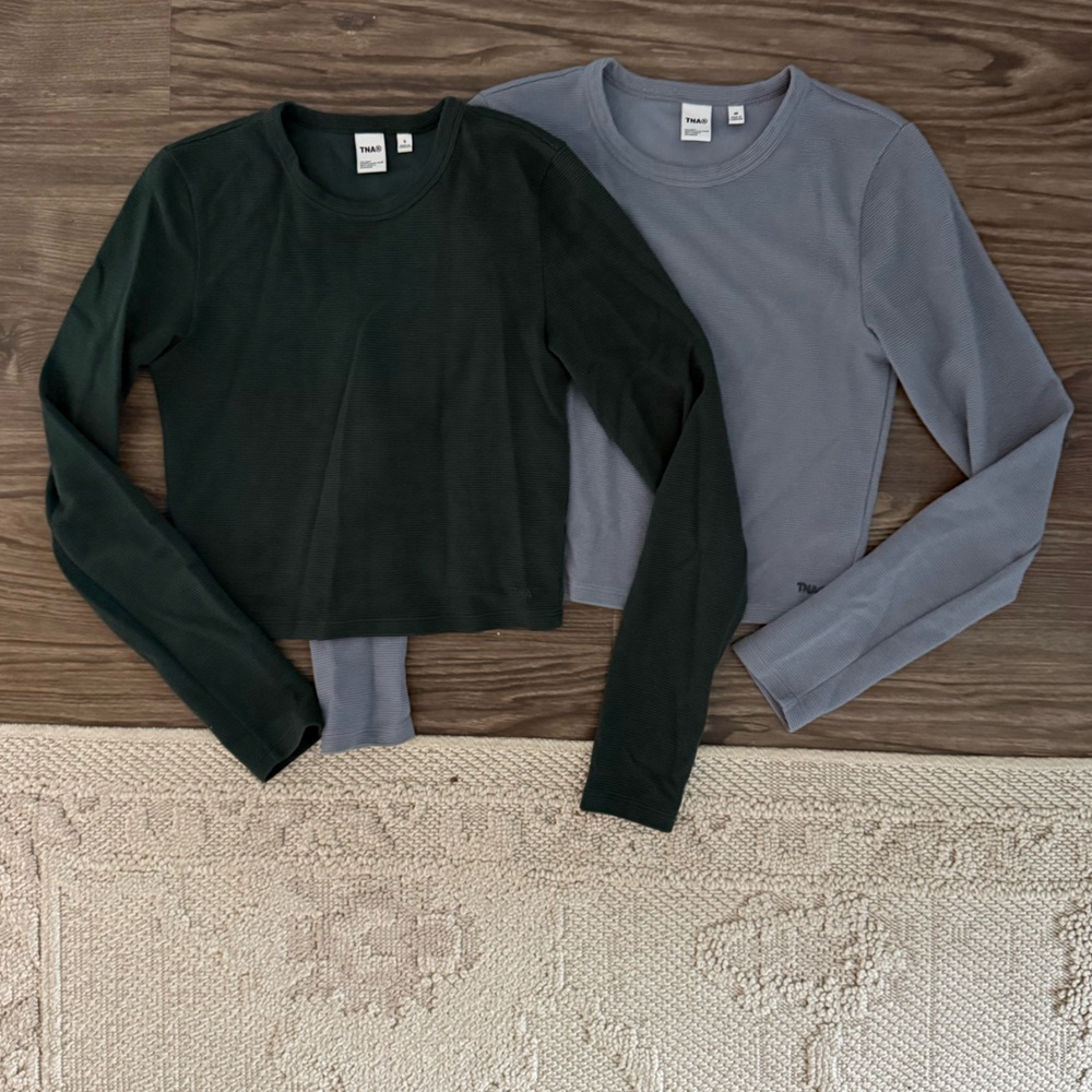 BUNDLE ARITZIA Tna Longsleeve Waffle-Knit Shirts